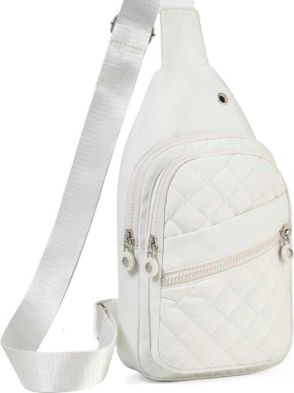 NEW White Cross Body Sling Bag Crossbody Trendy w Strap Backpack Easy Carry